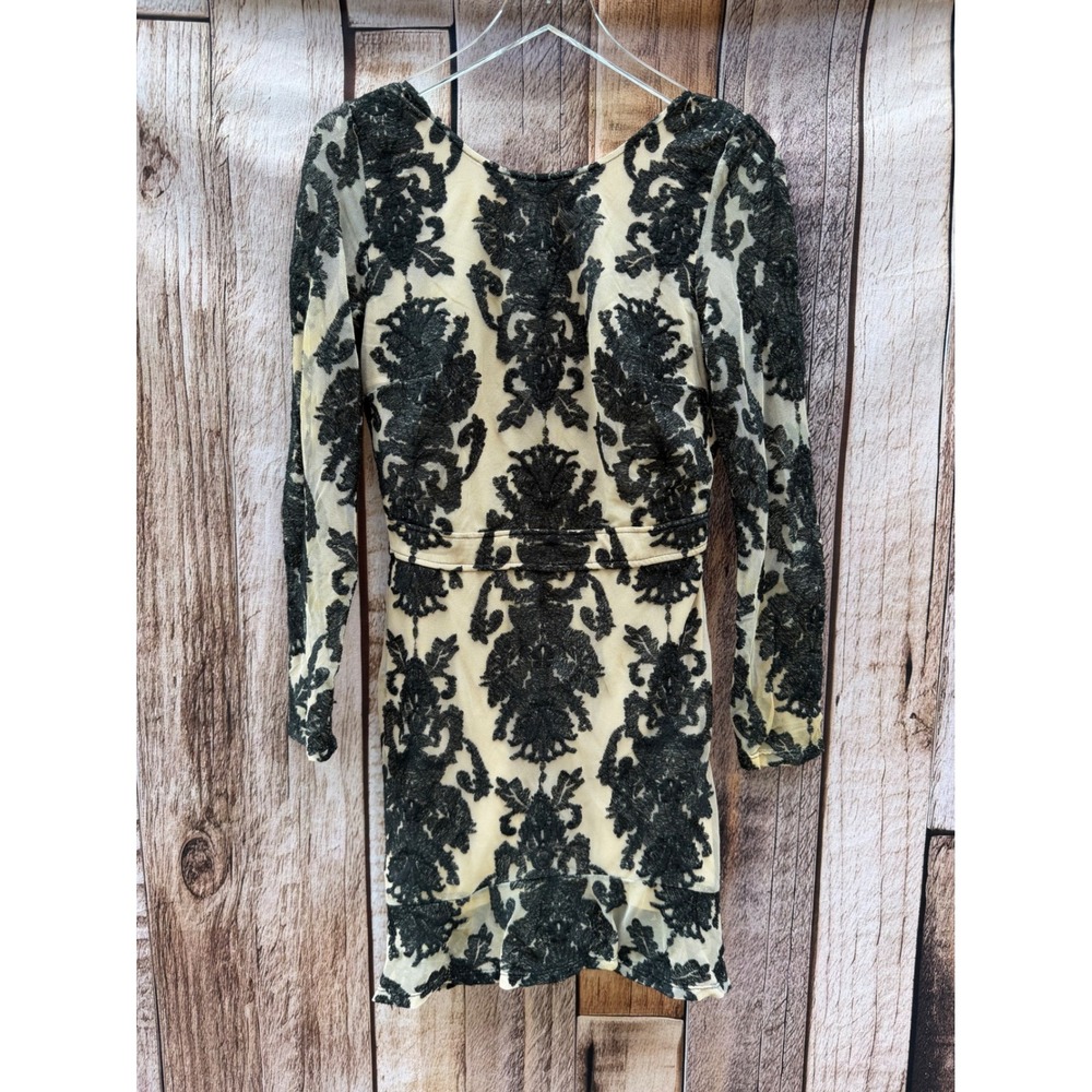 For Love & Lemons Dress Embroidered Lace Open Back Mini Romantic Statement Large